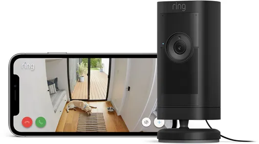 Ring Stick Up Cam Pro utomhus säkerhetskamera med strömkontakt, Svart